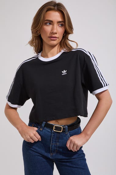 3 Stripe Loose Crop T Shirt
