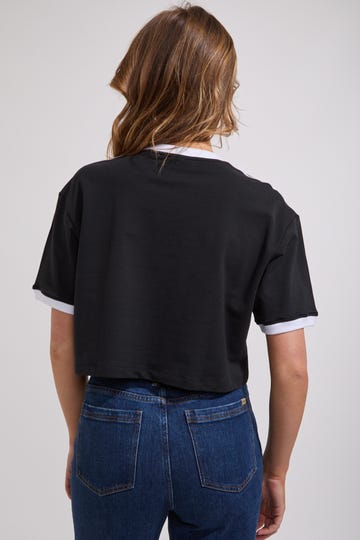 3 Stripe Loose Crop T Shirt