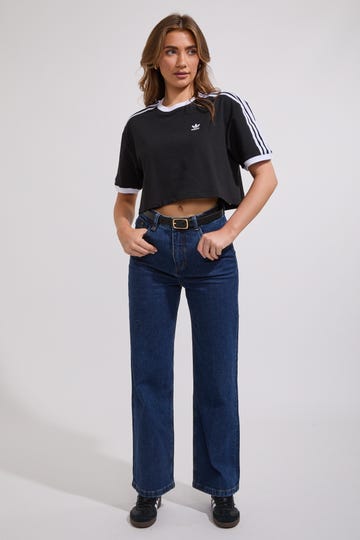 3 Stripe Loose Crop T Shirt