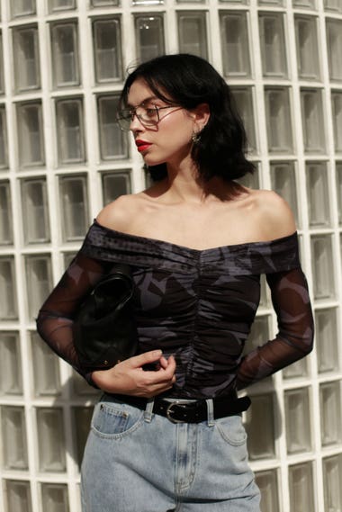 Aura Mesh Off Shoulder Top