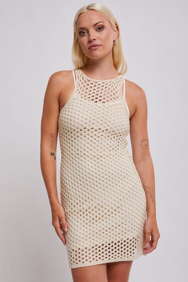 Balmy Crochet Knit Mini Dress