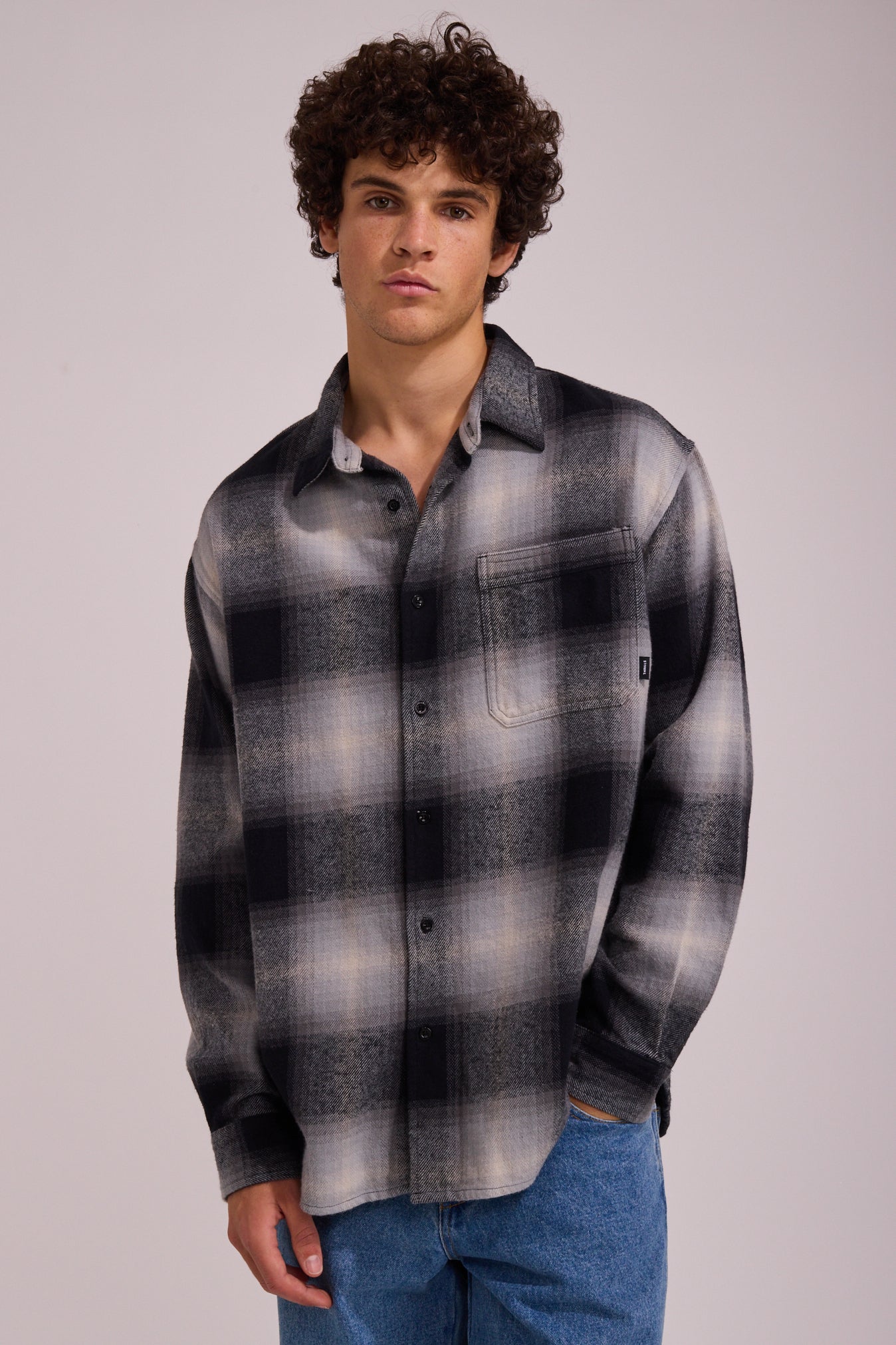 Thrills Mens Barrio Long Sleeve Flannel Shirt (Black) main image 0