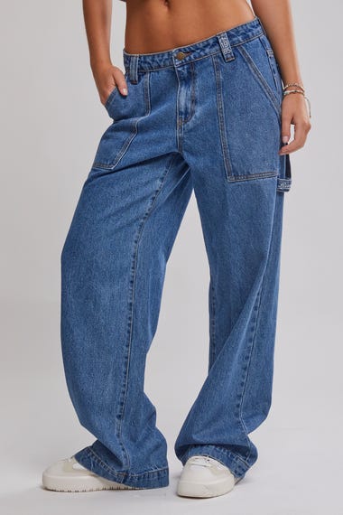 Billie Low Wide Denim Carpenter Pants