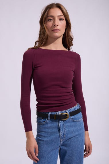 Boat Neck Long Sleeve Top