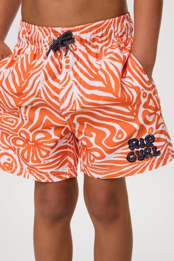 Rip Curl Volley Beach Short Costume a Boxer, Orange Amber Tube Town, 2 Bambino