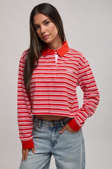 Candy Stripe Cropped Long Sleeve Shirt