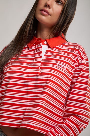 Candy Stripe Cropped Long Sleeve Shirt