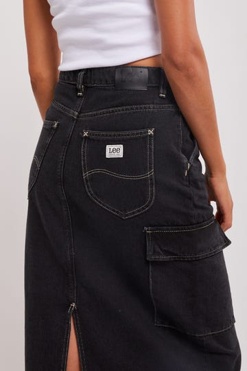 Cargo Midi Denim Skirt