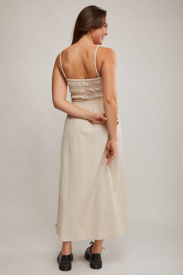 Classic Shirred Midi Dress