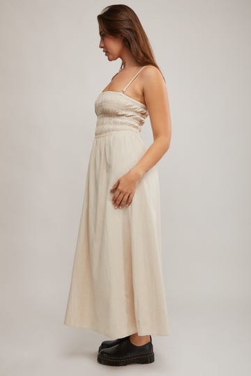Classic Shirred Midi Dress