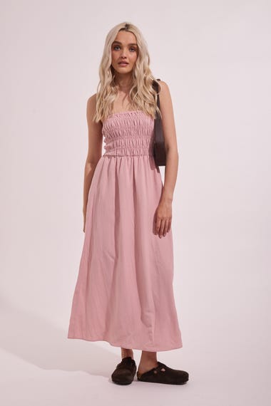 Classic Shirred Midi Dress