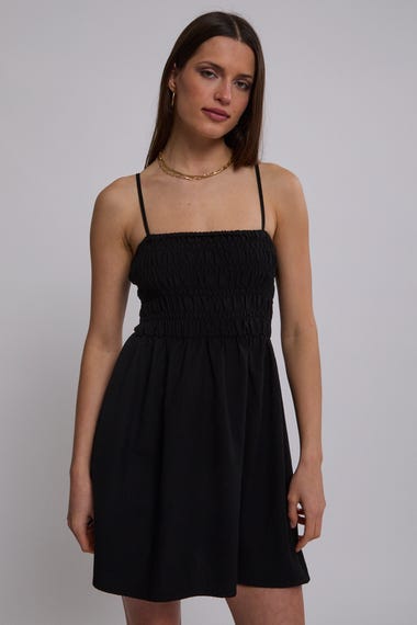 Classic Shirred Mini Dress