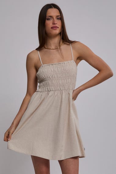 Classic Shirred Mini Dress