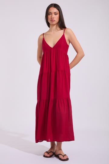 white christmas dresses Rhythm Classic Tiered Midi Dress Chocolate