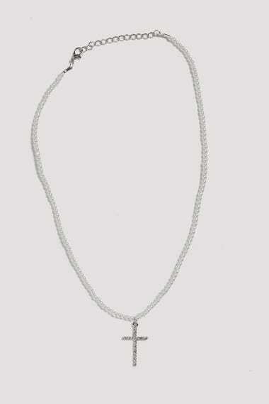 Cross On Pearl Necklace