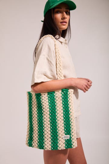 Dinero Stripe Crochet Tote Bag