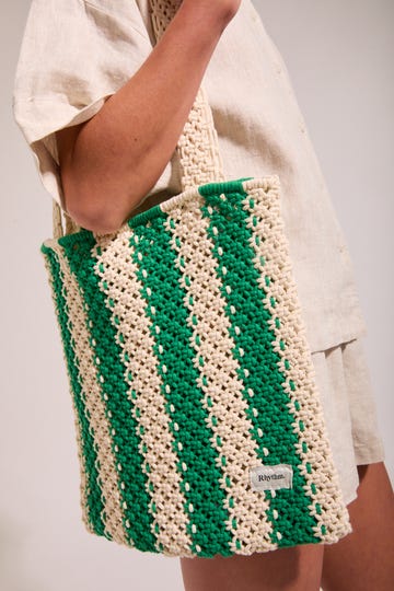 Dinero Stripe Crochet Tote Bag