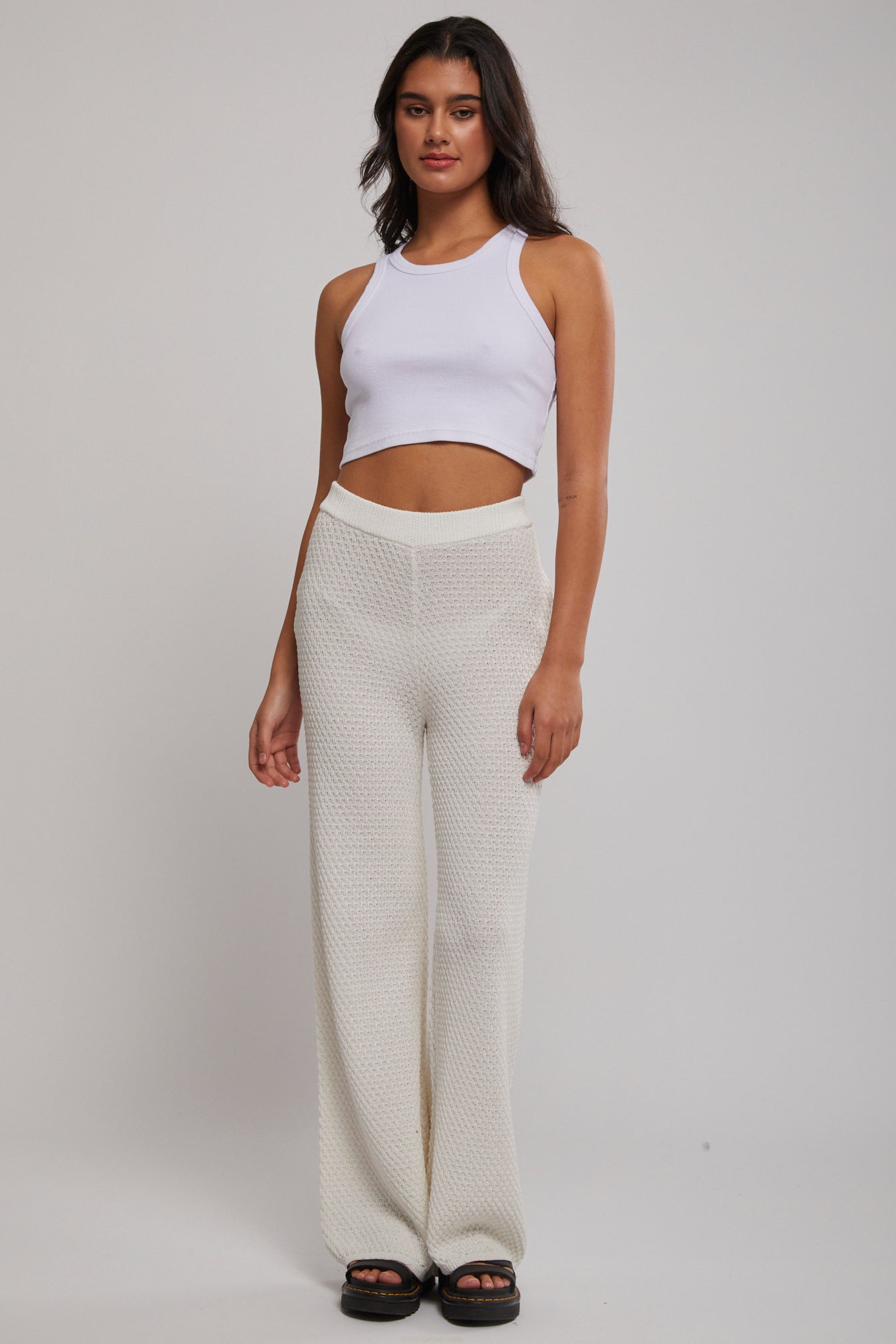 PALE JADE☆See-Through Knit 2pc - Pants She+Sky Jade Wide Leg Side Slit Knit Pants | Lime Lush Boutique