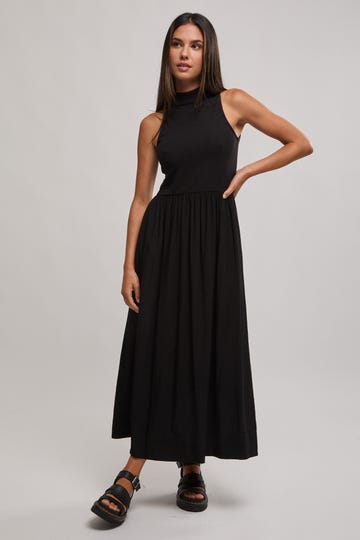 Eva High Neck Midi Dress