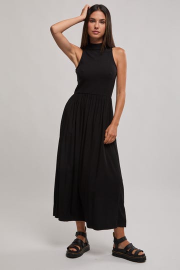 Eva High Neck Midi Dress