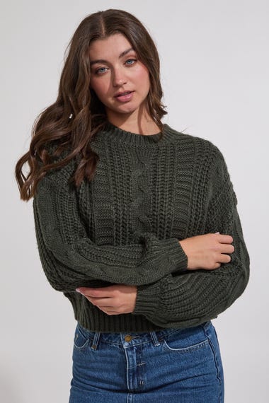Folktale Chunky Crop Knit Sweatshirt