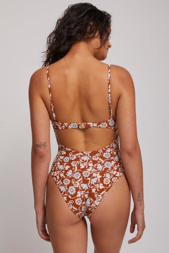 Highland Paisley Tie Front One Piece Swimsuit