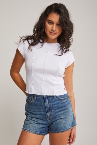 Inside Out Seamed T-shirt - White