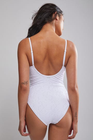 Interlace Lace Up Tri One Piece Swimsuit