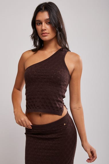 Leo One Shoulder Knit Top