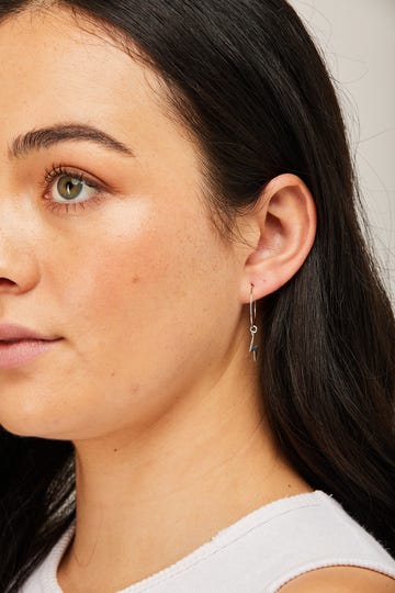 Lightning Bolt Silver Hoop Earrings