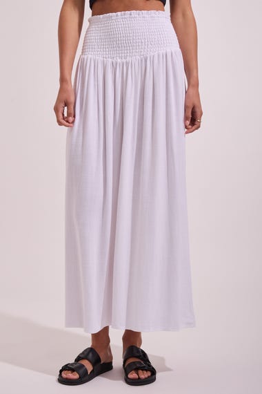 Luxe Linen Shirred Maxi Skirt