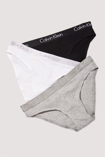 Calvin Klein 3 Pack Cotton Bikini Briefs Black/Grey/White - INTOTO7 Menswear