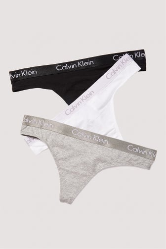 BuyInvite  Calvin Klein Underwear Calvin Klein Womens Motive Cotton Thong  3Pack Charcoal Heather Black