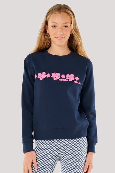 Youth Neon Isles Hibiscus Crew Sweatshirt