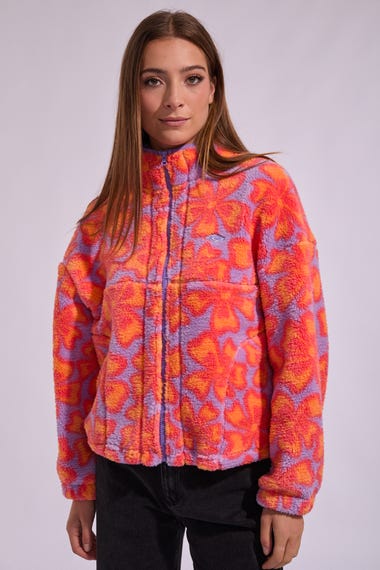 Neon Isles Zip Thru Fleece Sweatshirt