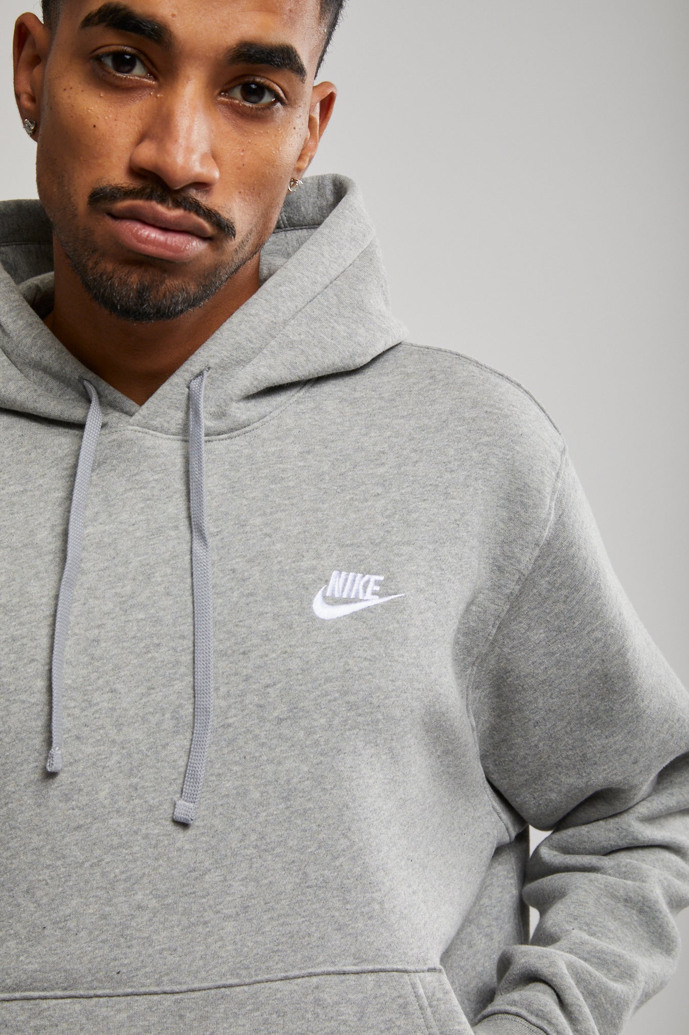 nike club fleece hoodie grey