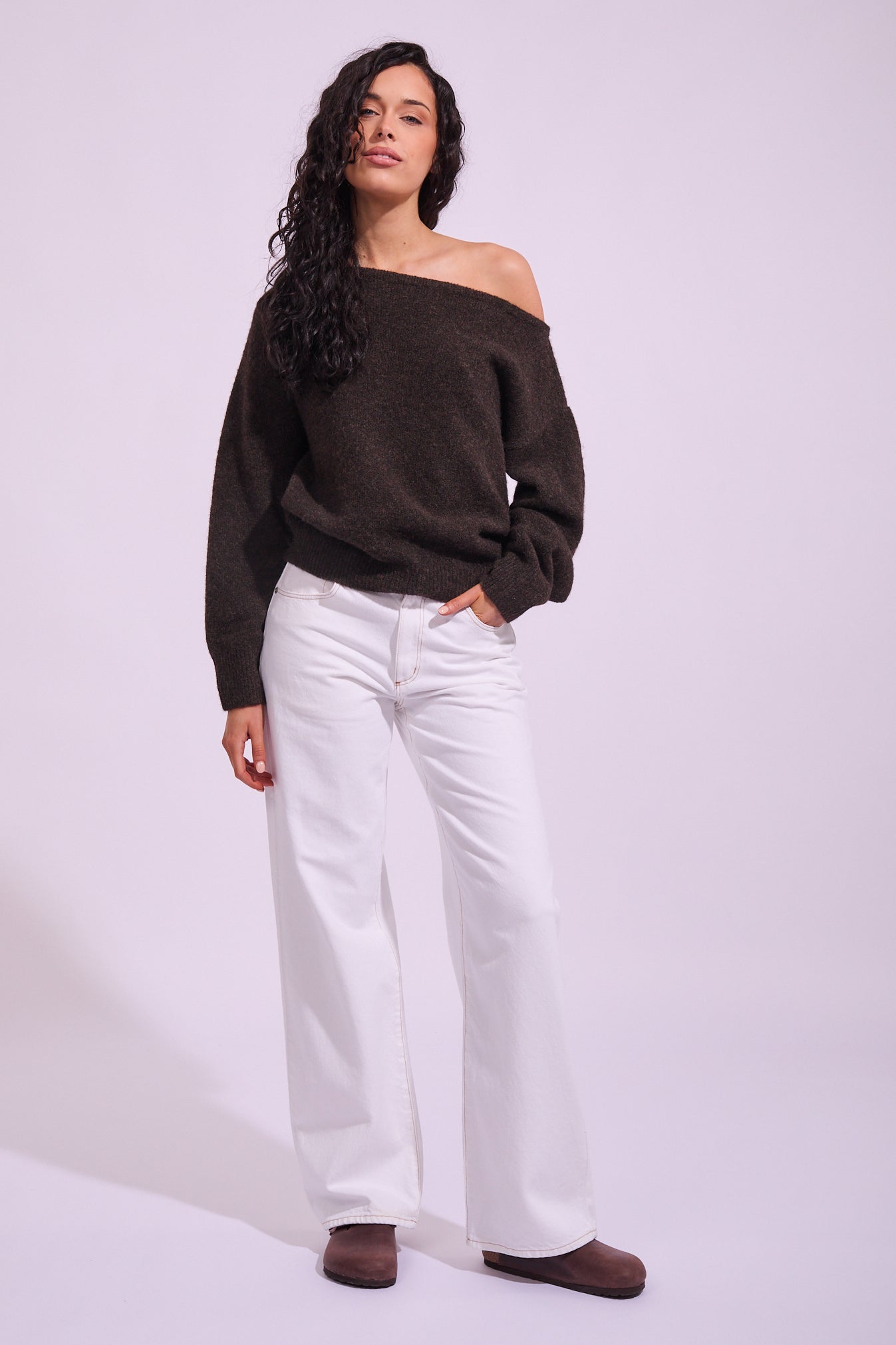 Off Shoulder Knit Sweatshirt | North Beach
