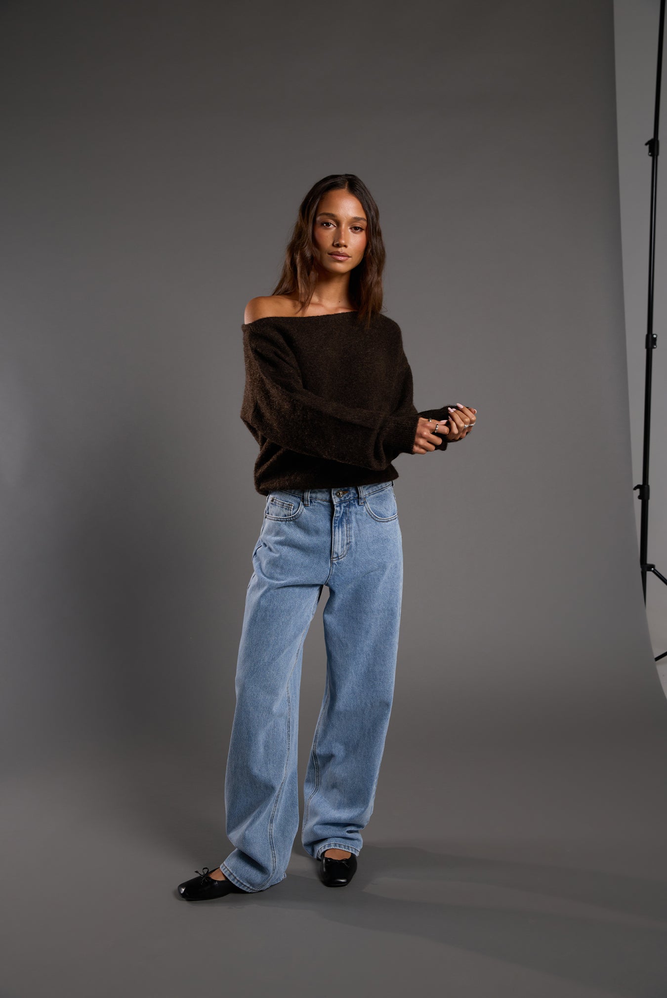 Off Shoulder Knit Sweatshirt | North Beach