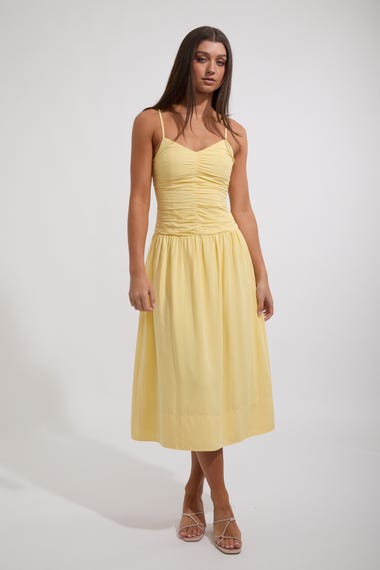Ophelia Ruched Midi Dress