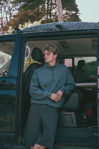 Pill Icon 1/4 Zip Crew Sweatshirt