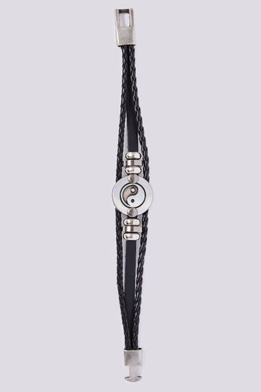 Yin Yang Leather Metal Bracelet