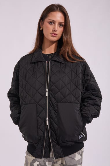 Quilted Longline Bomber Jacket