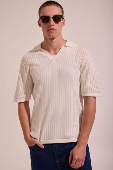 Relaxed Knit Short Sleeve Polo Shirt