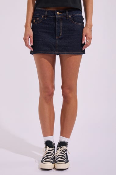 Risque Low Rise Denim Micro Skirt