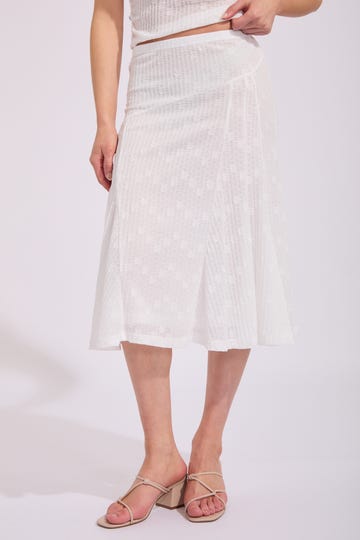 Roma Low Rise Lace Midi Skirt