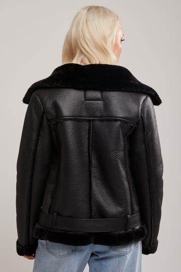 Fur Black Borg Biker Jacket New Look Black Aviator Jacket Pimkie