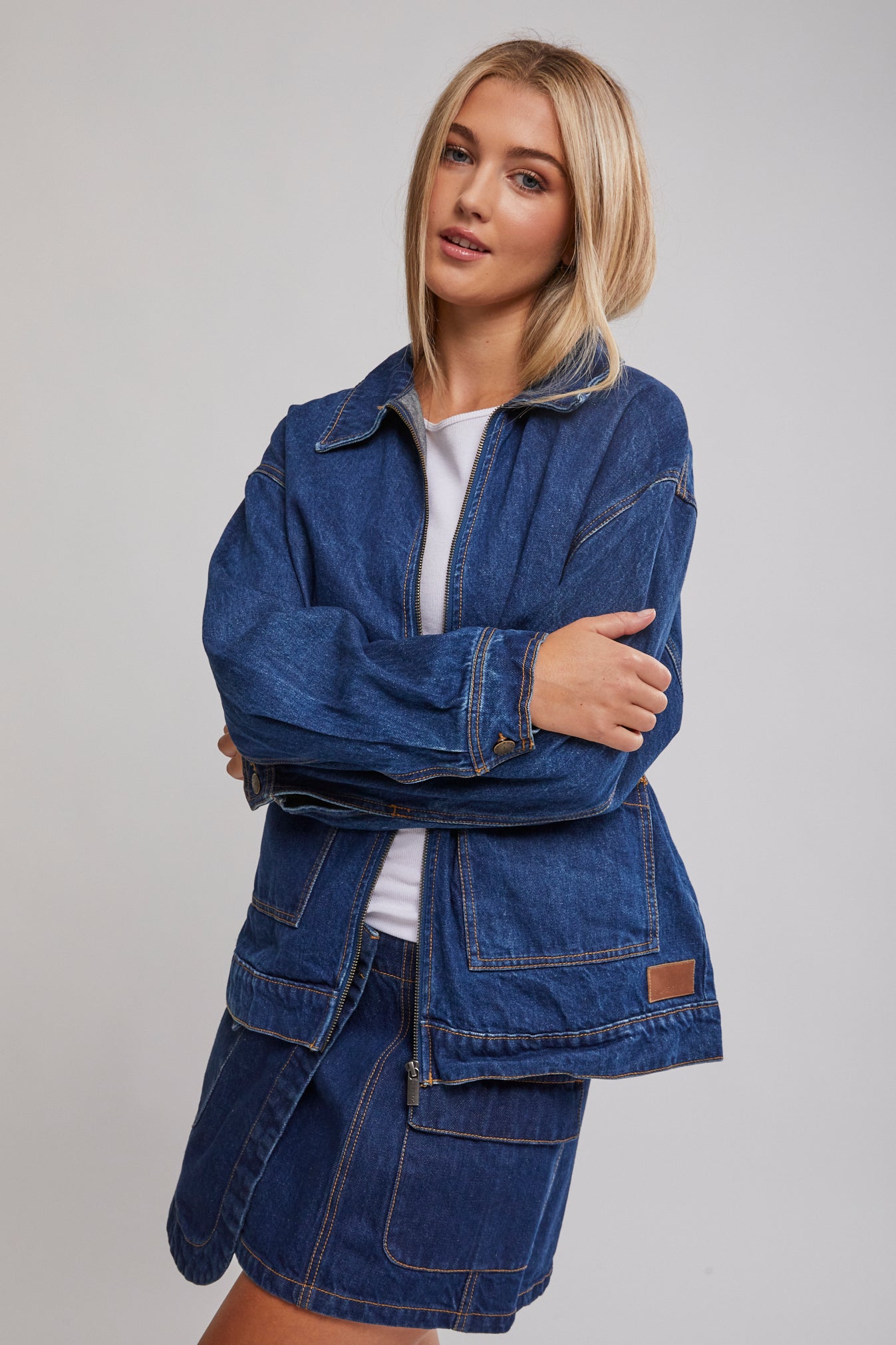 Ryley Oversized Zip Through Denim Jacket | North Beach