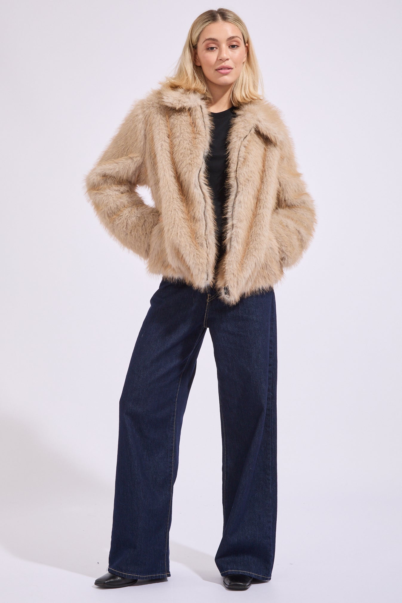 Sable Faux Fur Zip Coat | North Beach