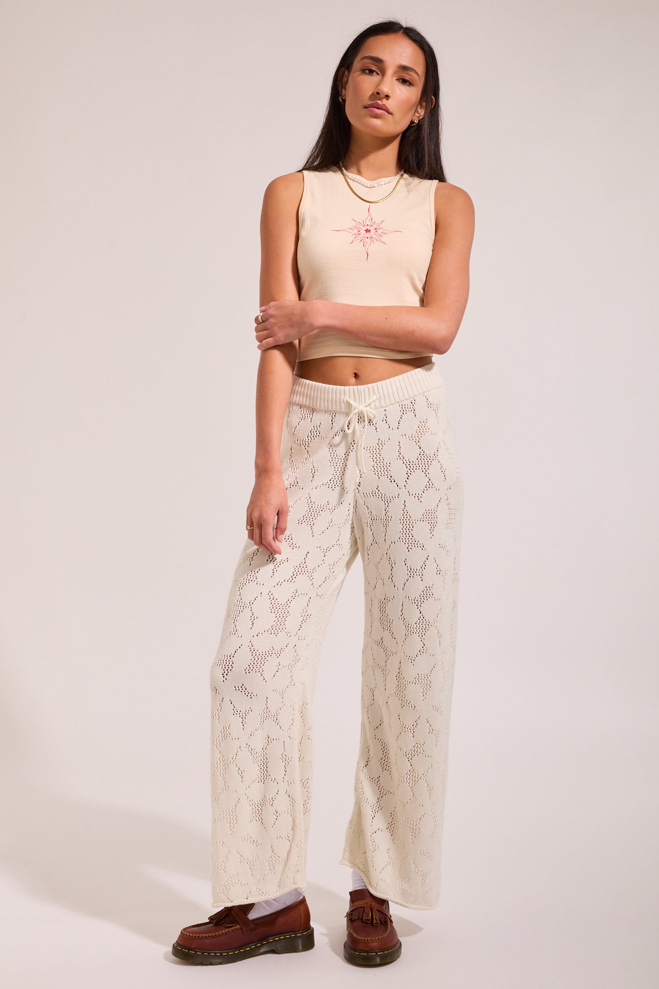 【新品未使用】UNOF KNIT PANTS ホワイトM Straight Leg Soft Knit Pants | Ann Taylor