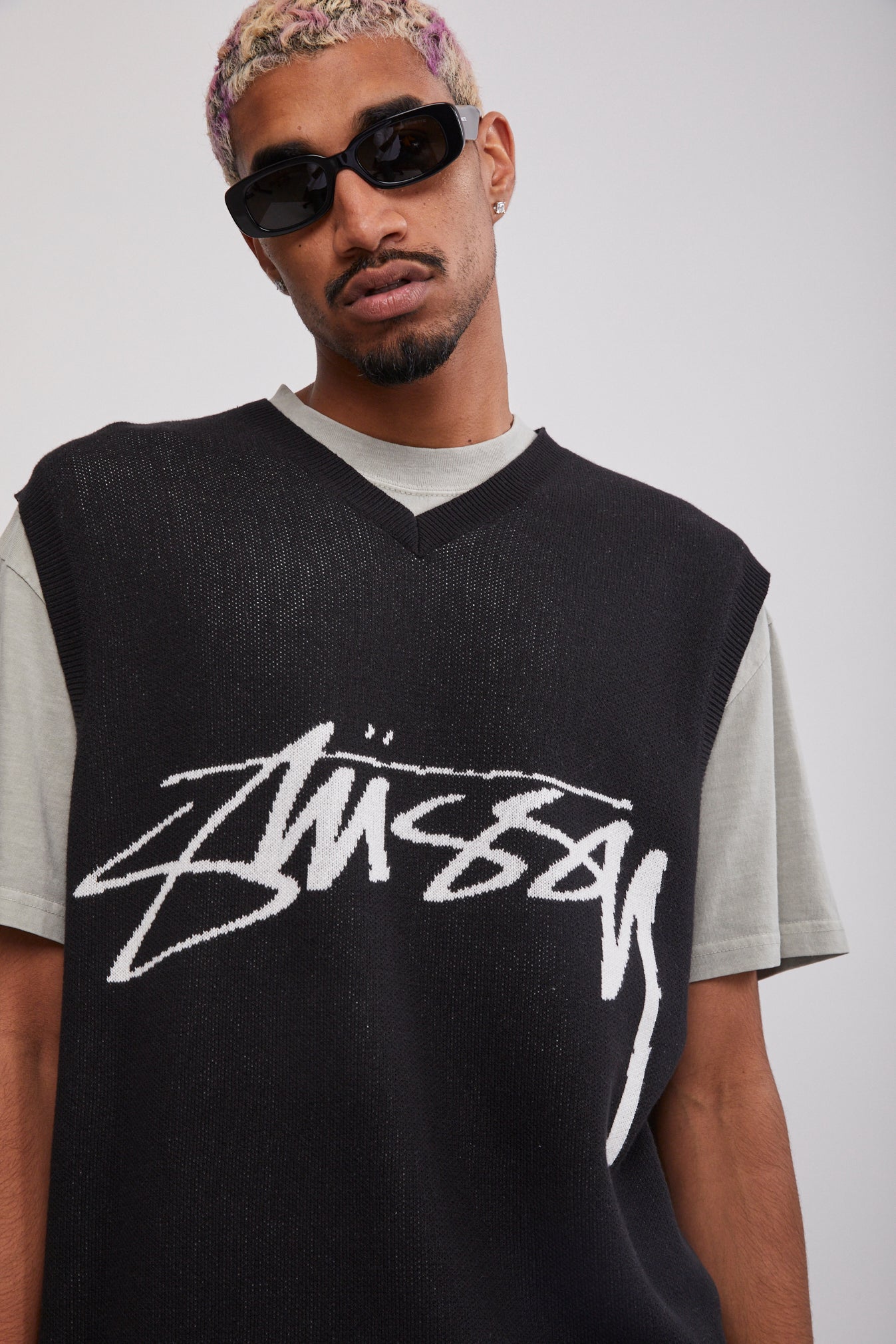 STUSSY SMOOTH STOCK KNIT VEST black